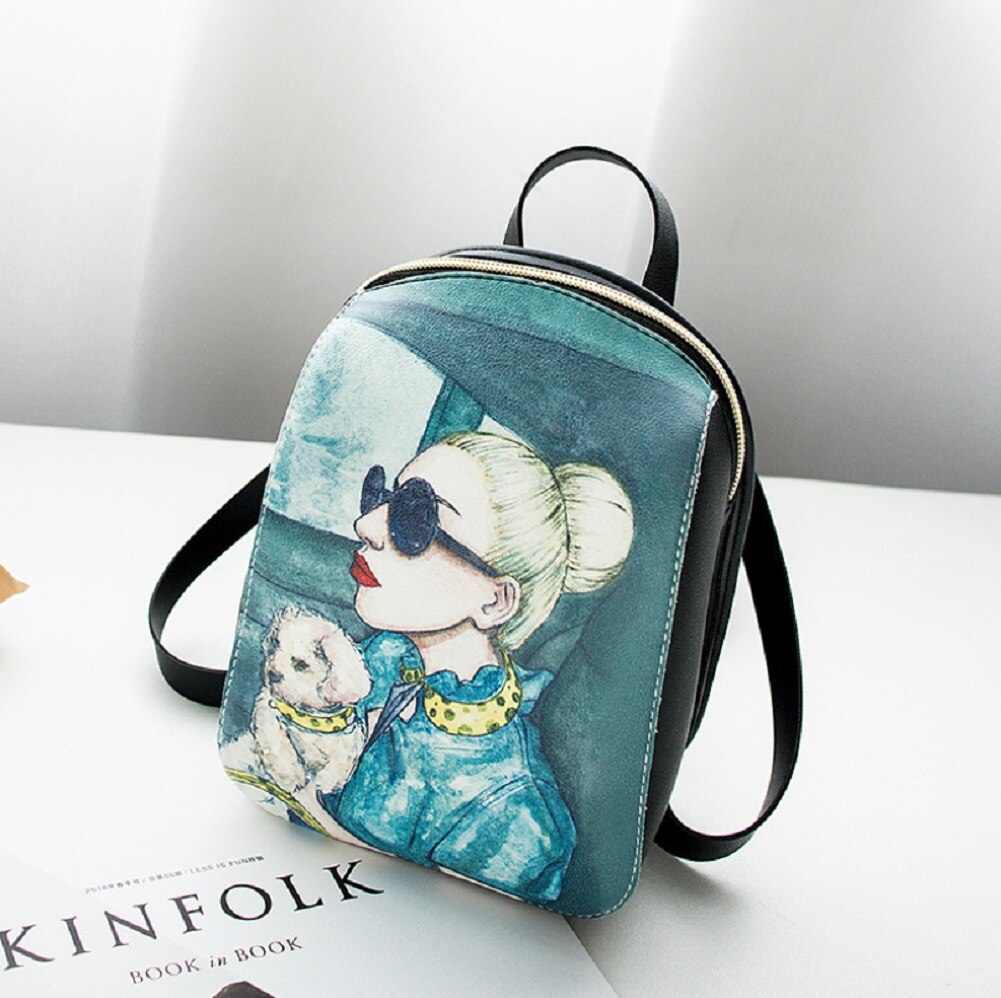 Lille seje kvinder piger skole rygsæk rejse skuldertaske mini imiteret læder sac a dos: B