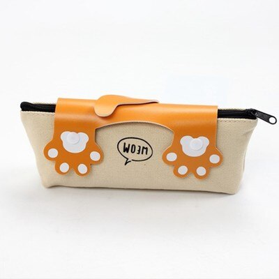 Estuche de lápices Kawaii de lona con almohadilla de gato, Estuches escolares grandes con cremallera, caja de lápices estuche, artículos para la mochila del colegio, papelería, 1 Uds.: KaQi