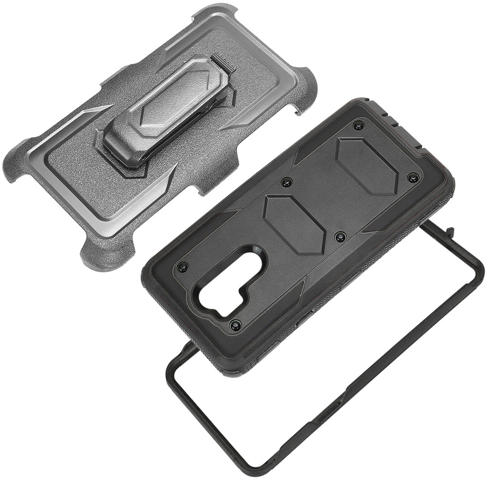 Voor lg  g7 thinq  / g7+ g710em robuuste, robuuste hoes met riemclip, holsterhoes, anti-beschermende harde achterkant voor lg  g7