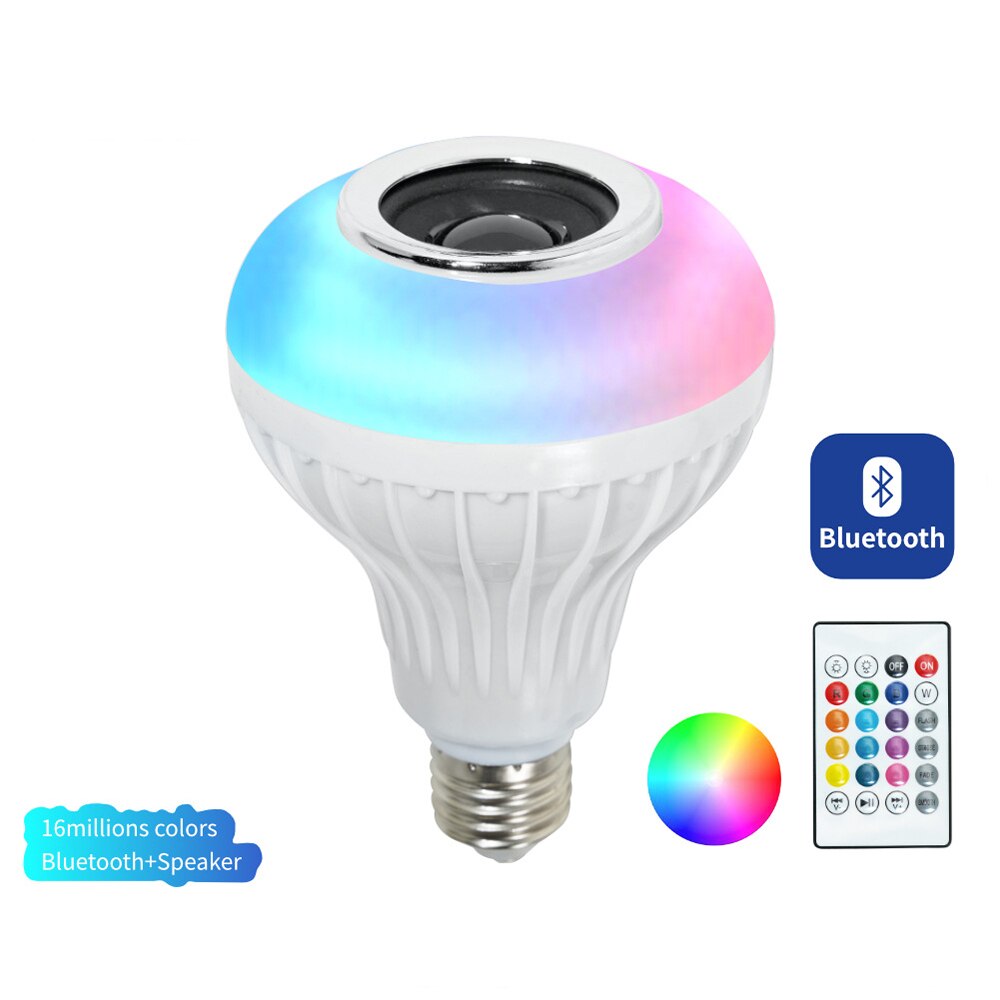 Smart Wireless Bluetooth LED Stereo Audio Speaker RGB Colorful Bulb Light Music Lamp+Remote controller 12w Smart Bulb: Default Title