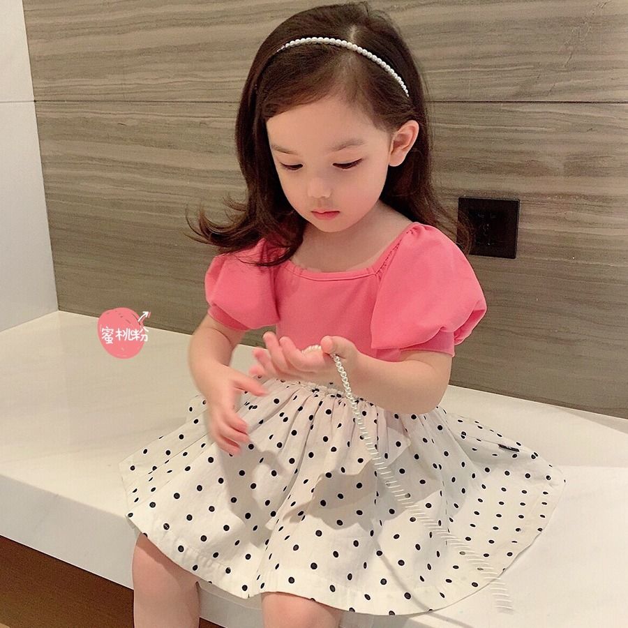 Meisjes Kinderkleding Vierkante Hals Puff Mouwen T-shirt Zomer Dunne Baby Losse Top P6232