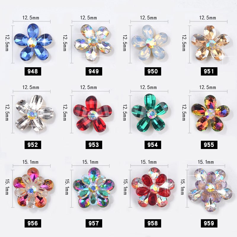 3D nail art Kleurrijke Bloem gems decoraties voor strass 3D DIY charms sieraden