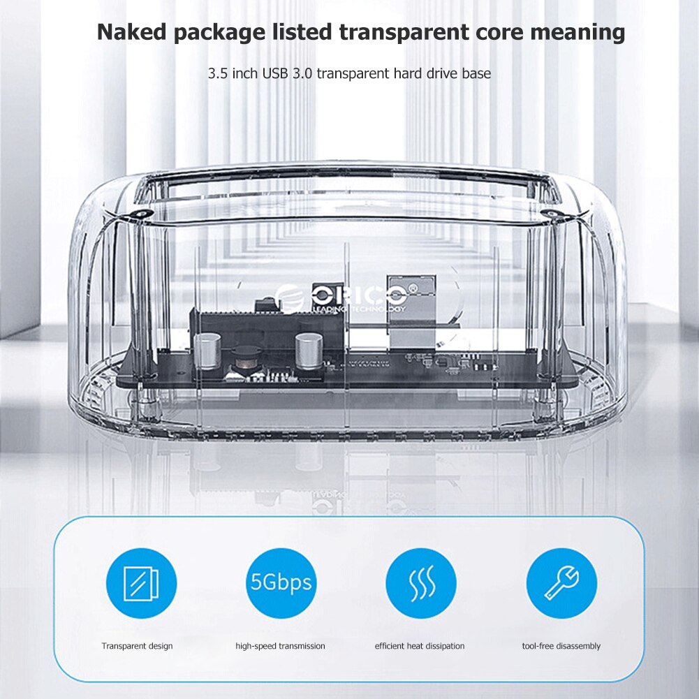 Orico 6139U3 Harde Schijf Station 2.5/3.5 Inch Hdd Ssd Transparante Docking Station USB3.0 Type-B Naar Sata harde Schijf Adapter (Eu/Us)