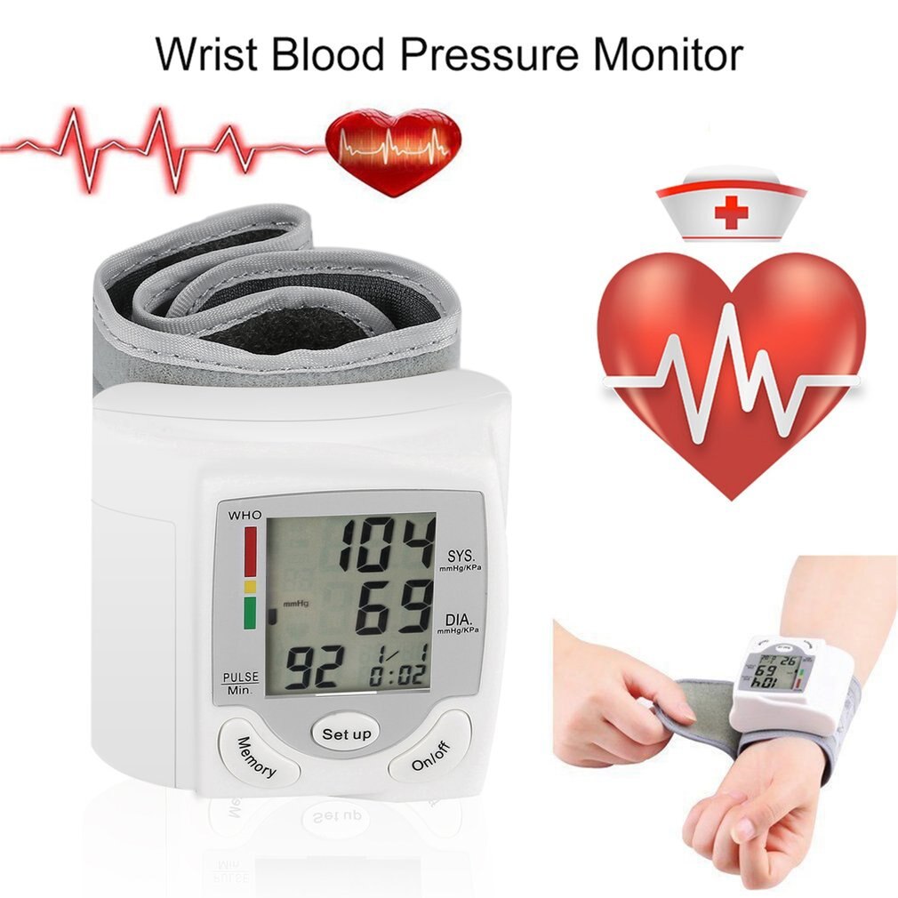 1 Pcs Huishoudelijke Automatische Pols Bloeddrukmeter Gezondheidszorg Digitale Lcd Heart Beat Rate Pulse Meter Meet