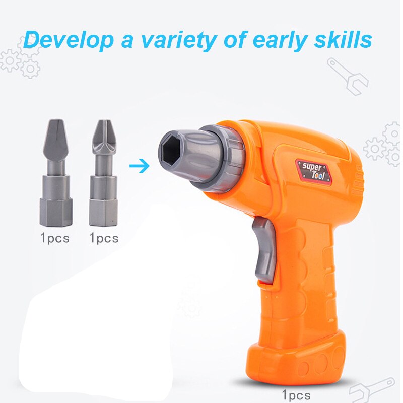 Kids Tool Toys Electric Drill Screws Toy Plastic Simulation Maintenance Tool Educational Toy Pretend Play Tool Toys for Boys: Default Title