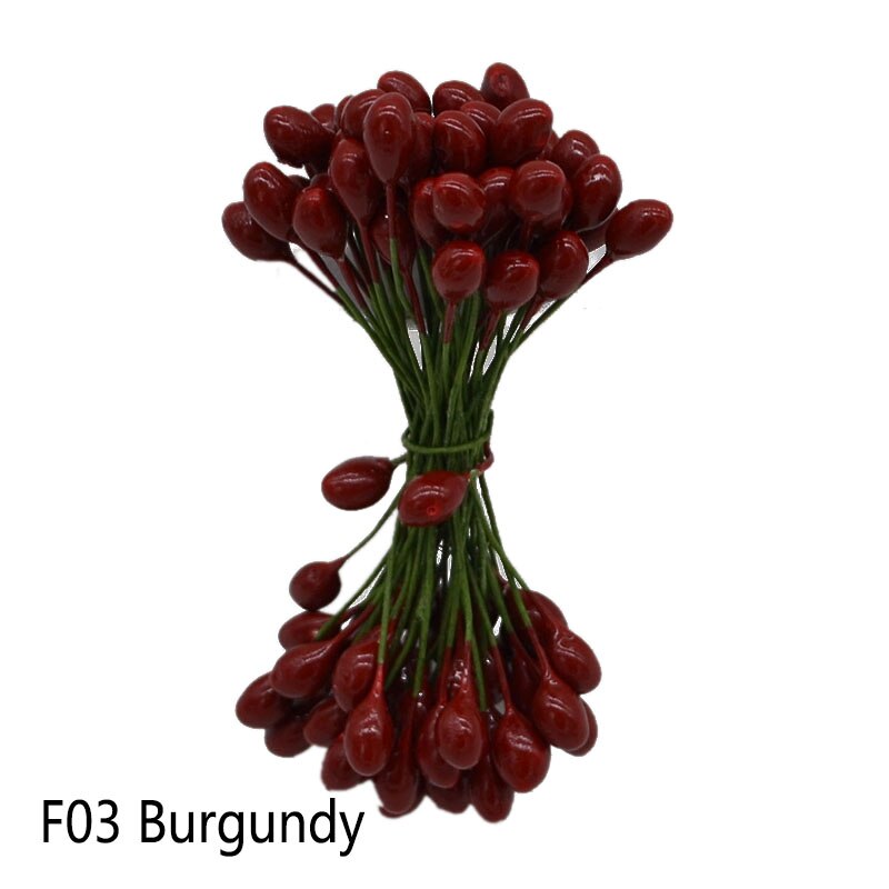 50pcs 10mm Double Heads DIY Artificial Mini Pearl Flower Stamen Pistil Floral Stamens DIY Scrapbooking Craft For Wedding Party: F03