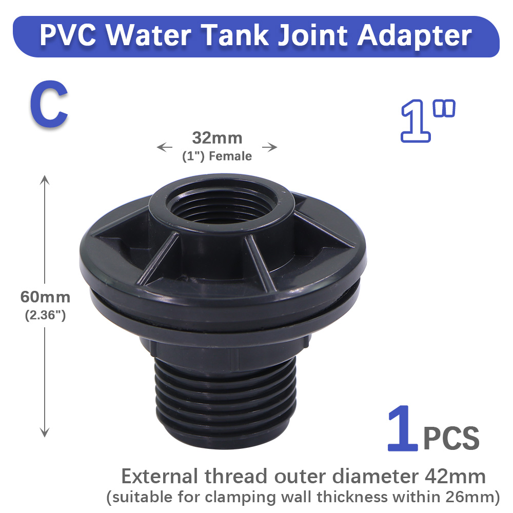 1/2" 3/4" 1" Water Tank Joint 304 Stainless Steel Filter Female Thread Seal Washer Garden Irrigation Aquarium Fish Tank Adapter: Silver