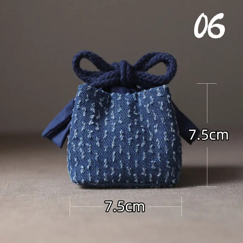 Teacup Bag Portable Travel Tea Set Storage Bag Tea Pots Four Or Six Cups Large Cloth Bag Outdoor Organizer Denim Organizer: Pink
