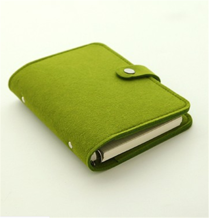 A5 A6 Felt Shell Fabric Notebook Paper Planner Inner Page Ring Binder Stationery Traveler Journal Loose Leaf Notebook: Green / A5