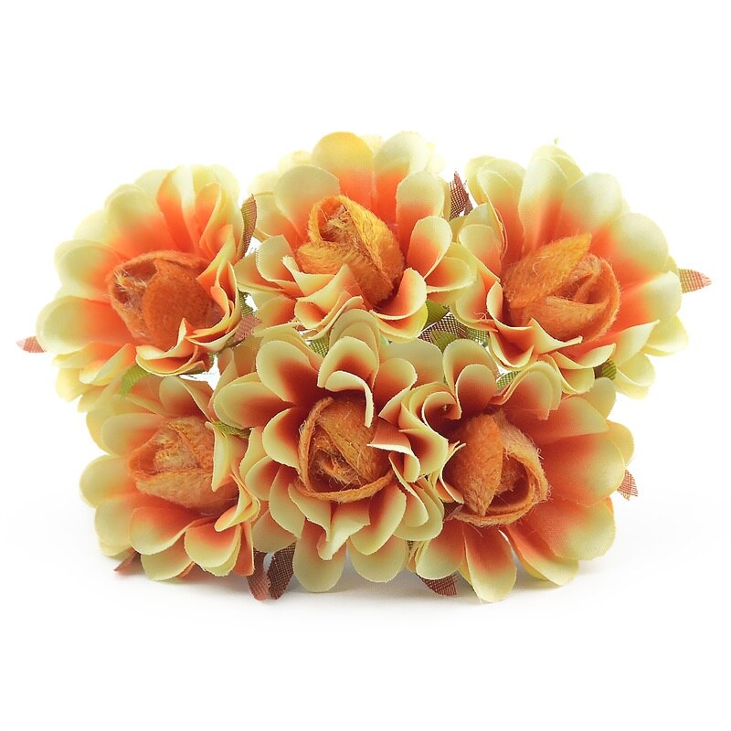 Bouquet de pavot en imitation soie artificielle, 6 pièces, bon marché, décoration de mariage, de noël à domicile, couronne à faire soi-même, application artisanale: Orange