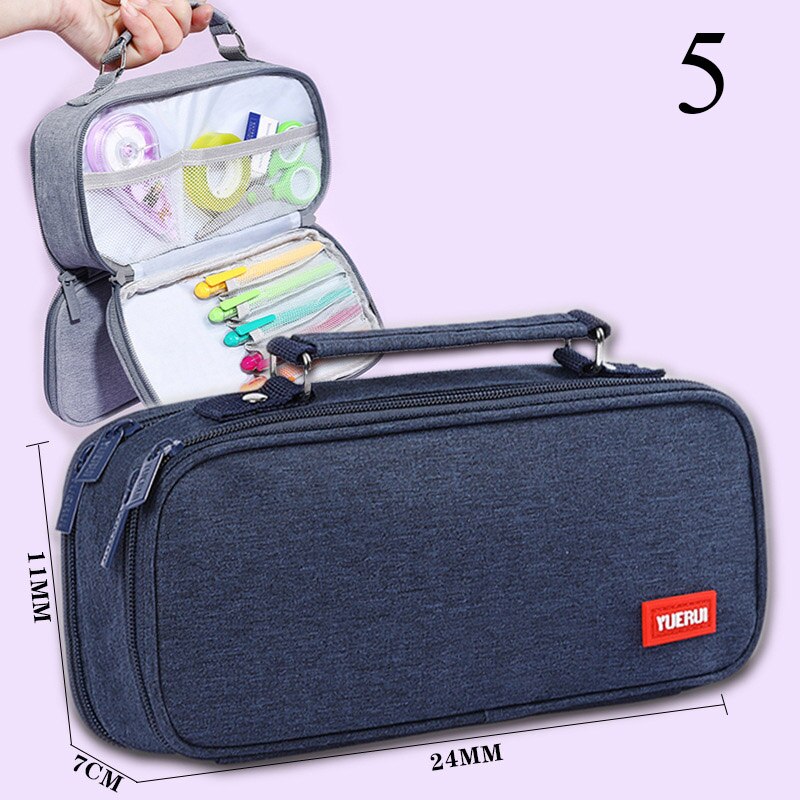 Estuche de lona de gran capacidad para lápices para niños, cartuchera bonita de doble capa, ideal para , material escolar: 5