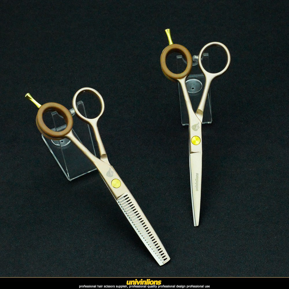 univinlions 5.5" rose gold hairdresser scissors barber hairdressing scissors haircut shears thinning hair golden scissors razor
