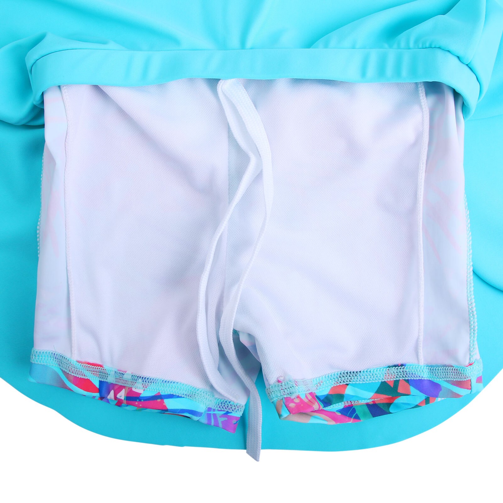 BAOHULU Short Sleeves Cute Girls Swimsuit 2 Pieces Shorts Skirt Girls Swimwear for Kids Cyan Tree Print UPF50+ Bathing Suit