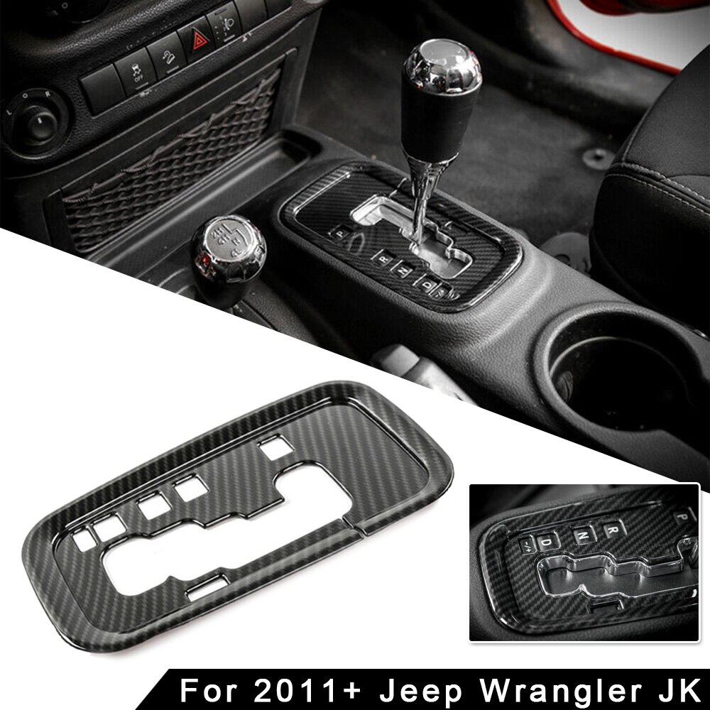 Kulfiber gearskifte panel ramme dekoration cover trim til jeep wrangler jk + dekorere charmerende luksus levende