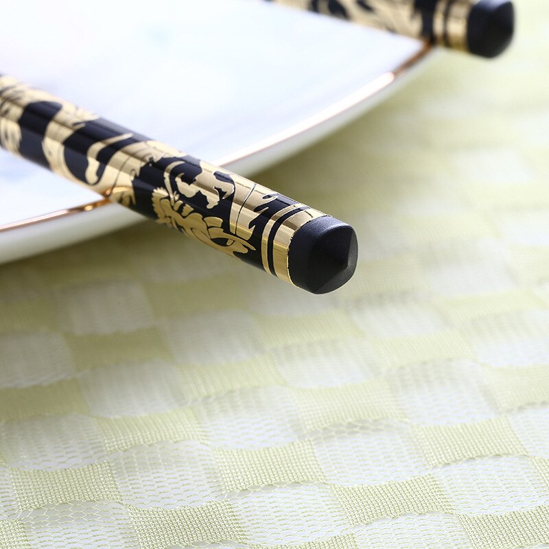 Zollor 1 Pair High Household Alloy Black Chopstick Hotel Restaurant Non-slip Tableware Reusable Food Sticks For Sushi