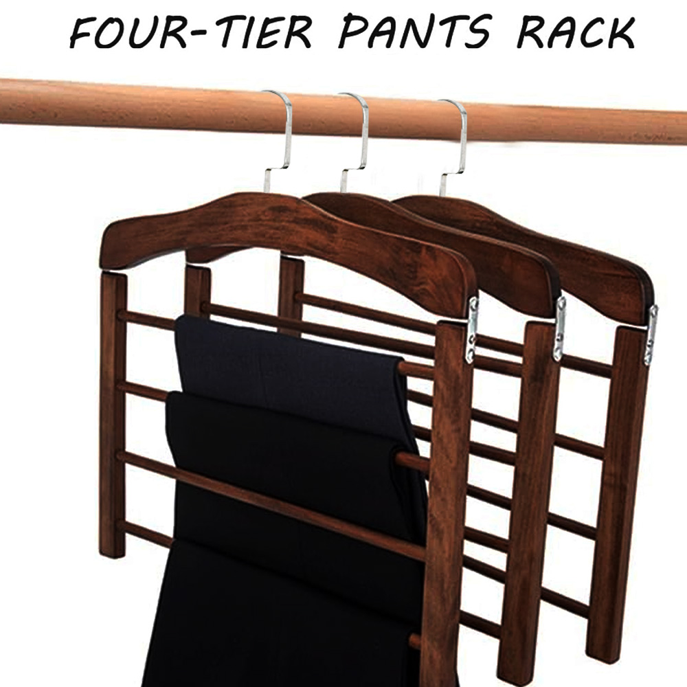 Solid Wood Clothes Drying Rack Wardrobe Storage Rack Multi-function Solid Wood Trouser Rack Towel Rack Home Apartment Clothes ra