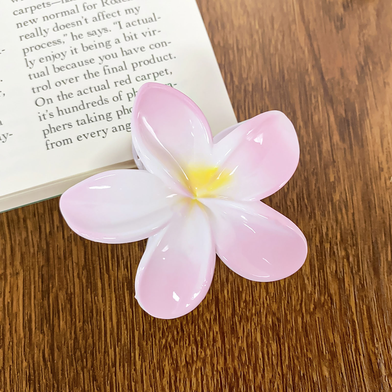 3 tums tonad blomhårsklämma för kvinnor i harts, blommigt hårspänne, färsk söt blomklämma, flickors håraccessoarer: Aprikos