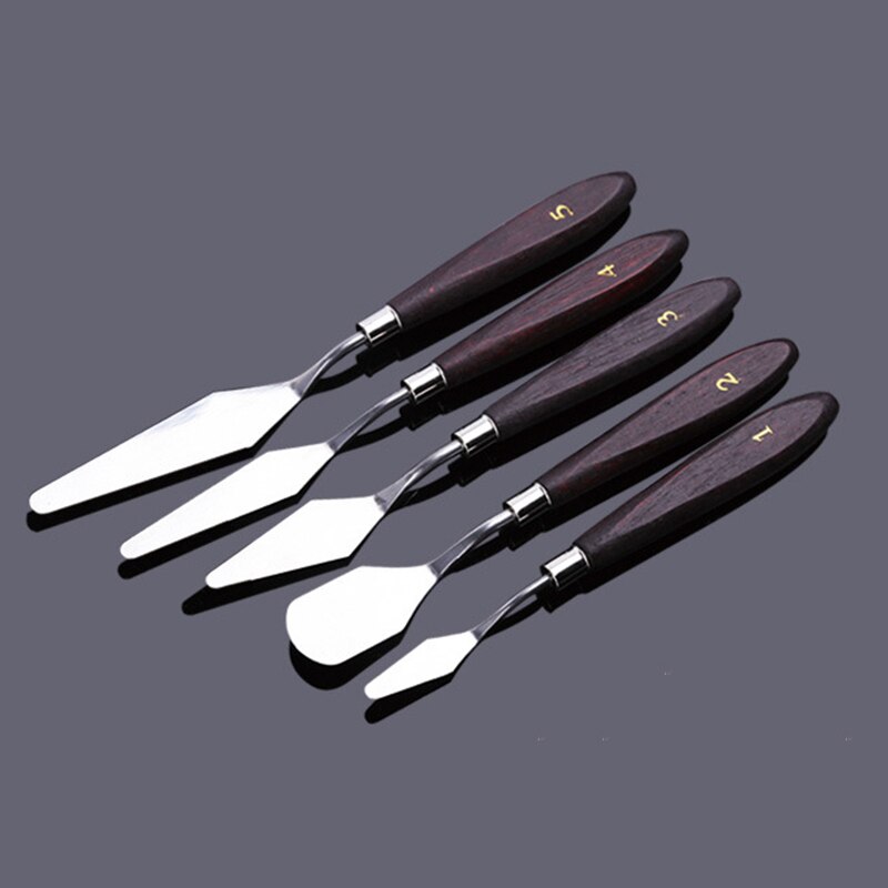 Craft Oil Painting Spatula Painting Set Flexible Art Tools Handle 5Pcs
