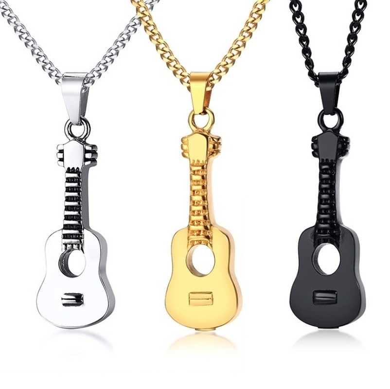 Men and Women Hip-hop Rap Guitar Pendant Guitar Necklace Jewelry