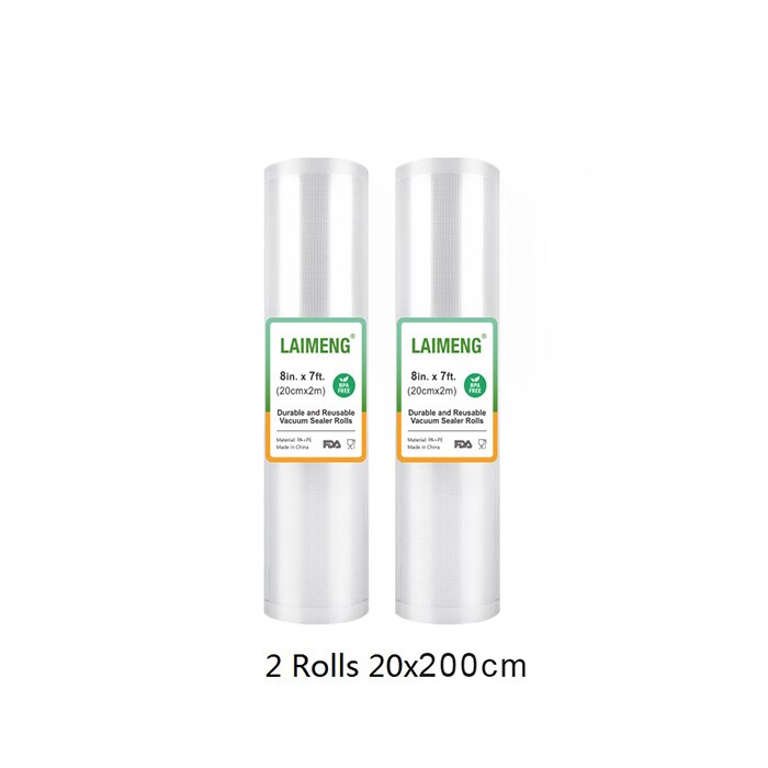 Laimeng vakuumförslutningspåsar för vakuumförpackare sous vide-påsar 2 rullar vakuumförpackningsförpackningar matpåse för matförvaring  r131: 2r 20-200cm