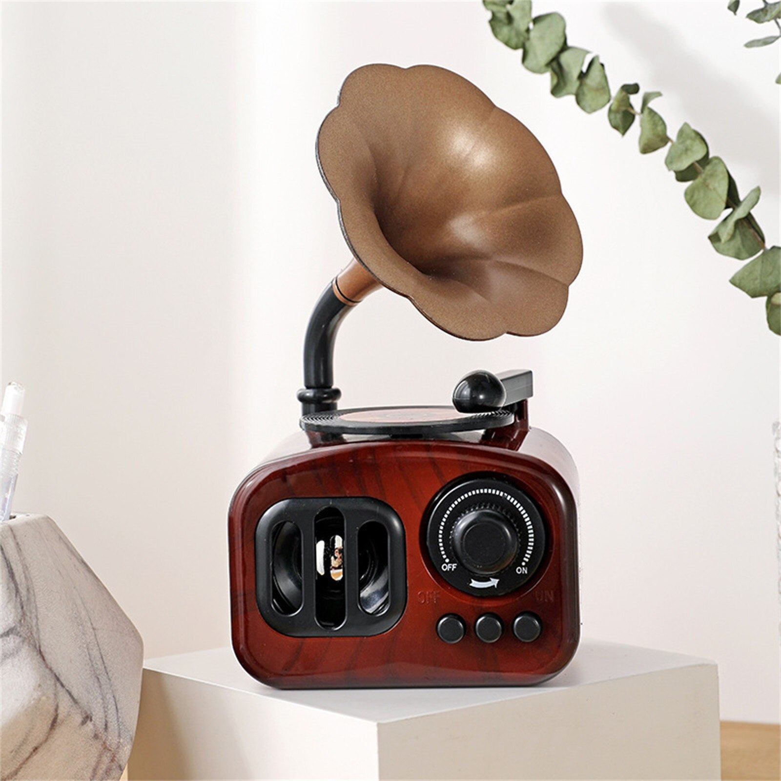 Fashionable Home Decoration Retro Music Box Mini Gramophone Style Mechanical Birthday Decoration