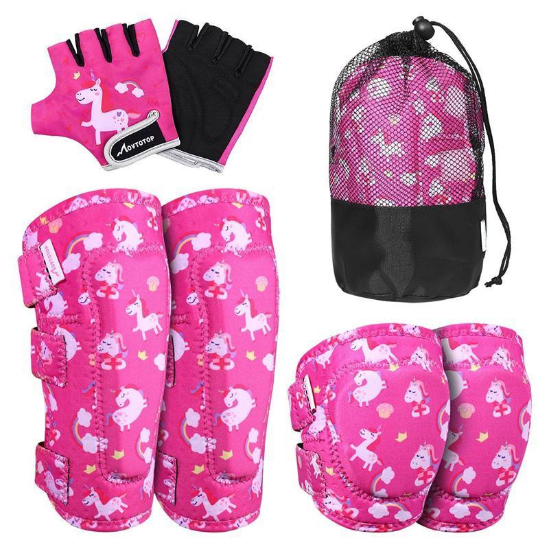 Children Knee Pads Set Kids Sports Knee Pads Knee Support Elbow Pads Gloves for Cycling Skateboarding: Pattern 7 / L/XL