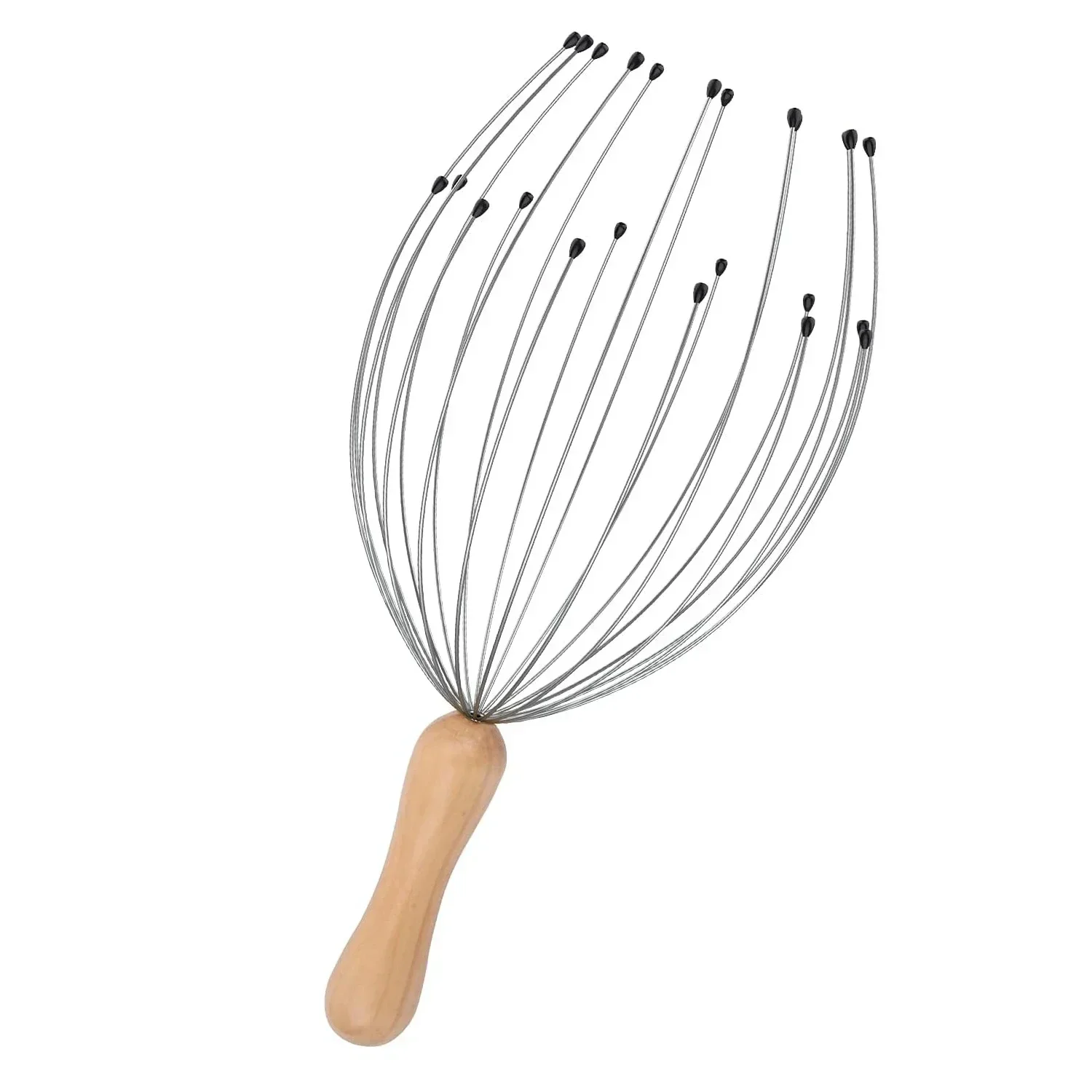 Masajeador de cabeza para rascar el cuero cabelludo de pulpo, Extractor sin alma de 24 dedos, cabeza divina relajante para extraer el cabello, cuidado saludable: Blanco