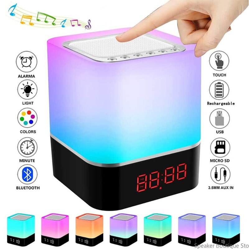 Led Kleurrijke Licht Bluetooth Speaker Draagbare Usb Nachtlampje Wekker Draadloze Audio