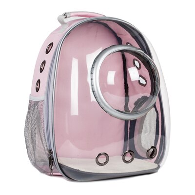 Top Astronaut Space Capsule Ademend Auto Bike Venster Bubble Kat Hond Reizen Draagtas Transparante Pet Carrier Rugzak: Pink(Silver Ring)