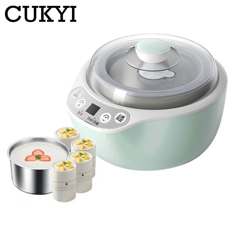 Cukyi 1L Elektrische Intelligente Multifunctionele Yoghurt Natto Maker Rvs Keramische Liner Automatische Rijst Wijn Maken Machine
