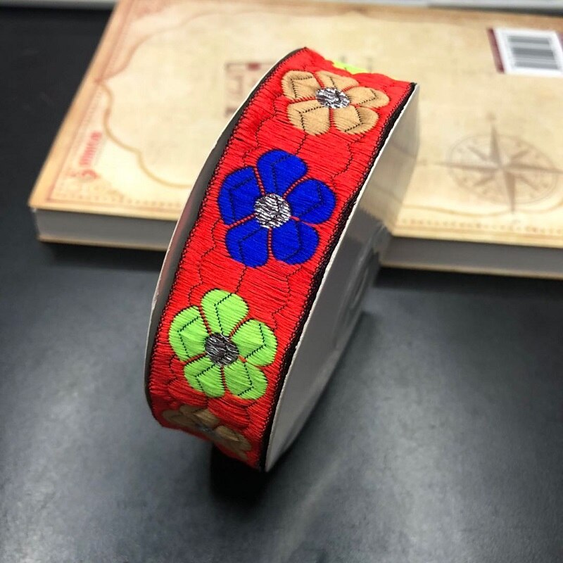 9 yardas/lote de ancho aprox. 2,5 cm tejido Jacquard cintas para tapicería patrón de flores para cortina y accesorios de ropa LS-236