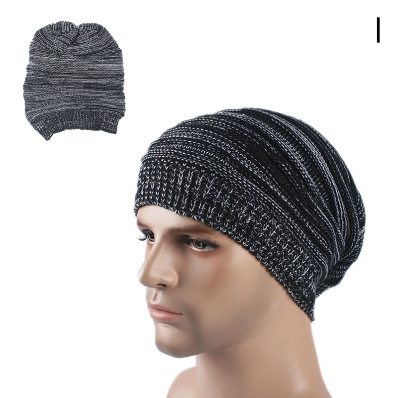 Stripete baggy skullies lue luer for menn vinterlue dame utendørs lue dame myk varm strikket lue for gutter ttm-czx 9: 1