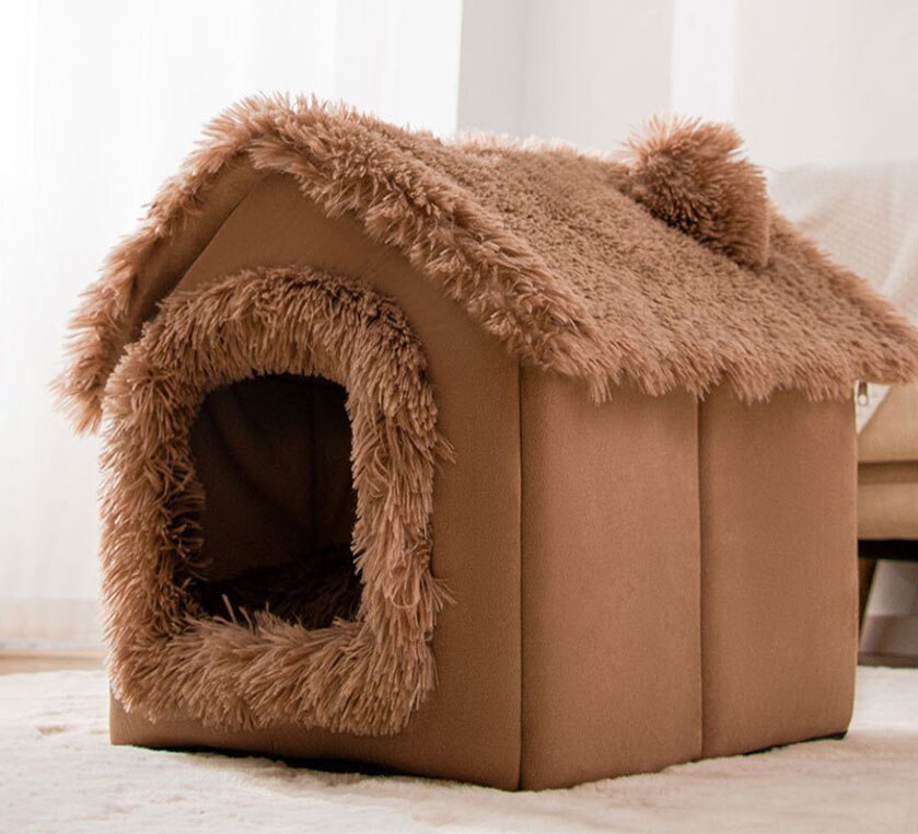 Abnehmbare Hund Haus Welpen Zwinger Haustier Luxus Villa Katze Zelt Nest Geschlossenen Teddy Chihuahua Höhle Kleine Hunde Korb Hund Liefert: Kaffee / S 43x36x34cm