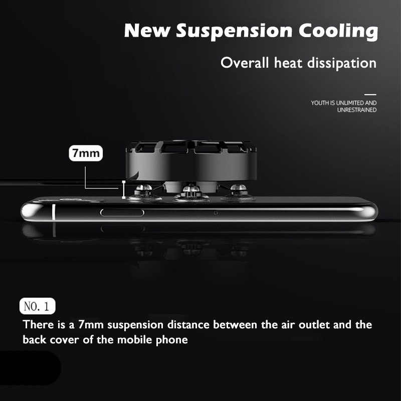 Suspended Mobile Phone Cooler Portable Cooling Fan Adjustable Holder Heat Sink For iPhone Samsung Huawei Phone Radiator Game Pad