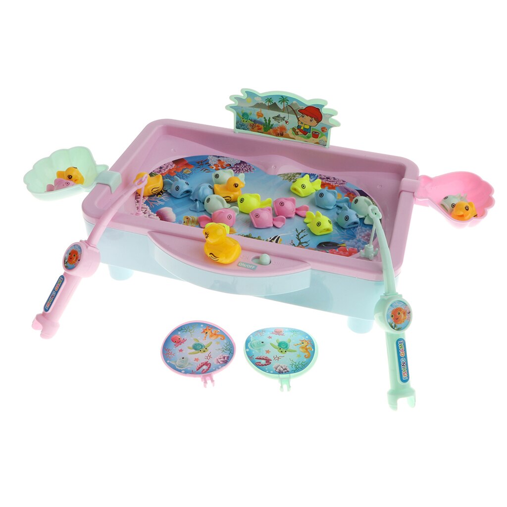 32Pcs Baby Magnetic Fishing Toy Vivid Fish Model Playset & Electric Revolving Fish Musical Pool Early Developmental Game