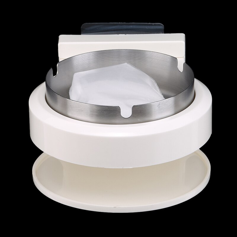 Wandmontage Asbak Thuis Roestvrij Staal Voor Wandmontage Asbak Gat-Gratis Opknoping Asbak Waterdichte As Opslag Asbak: Round silver