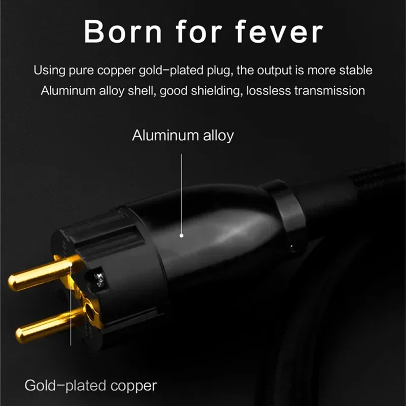 Hifi Eu Schuko Kabels Upgrade AC Voedingskabel Zuurstofvrije Koperen Connector Stekker 0.5M 1M 1.5M 2M 3M 5M Zwart