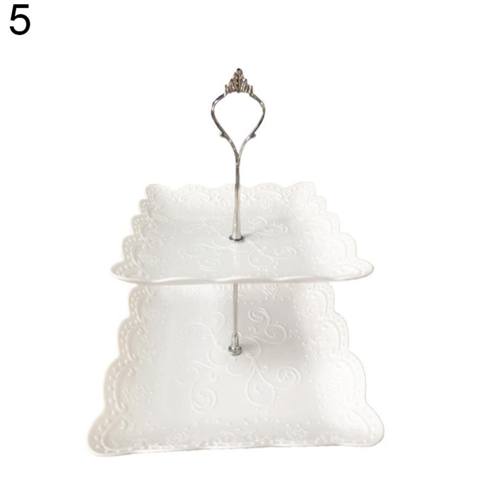 2/3 Tiers Fruit Cake Plate Holder Stand Home Festival Party Dessert Storage Rack Round/square/flower Dessert Plates Storage Rack: 5
