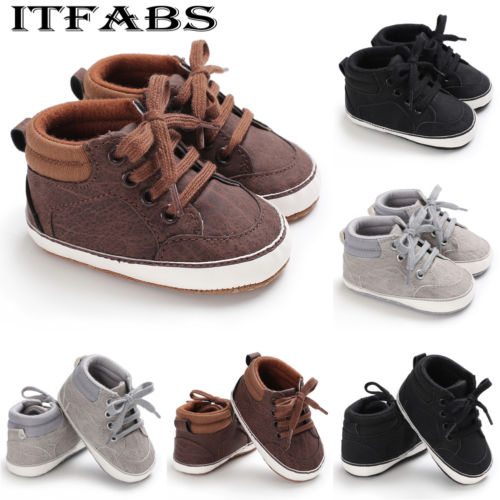 Nyfödd baby barn flicka pojkar söt bomull första gångare snörskor sneakers skor