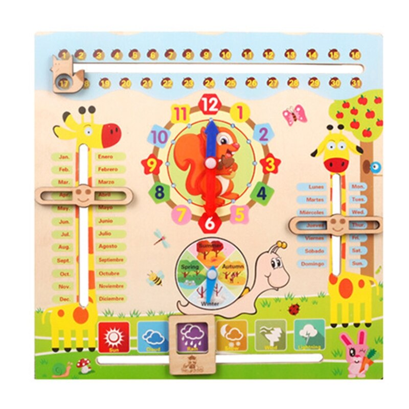 Educational Toys for 3 Year Old, Learning Clock for Kids, All About Today Board, Teaching Time Monthly Calendar