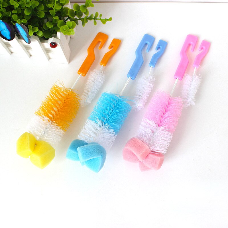 2Pcs/set Baby Bottle Brush Nimbler Baby Feeding Milk Bottle Brushes 360 Degree Bottle Wash Sponge Cleaning Kit