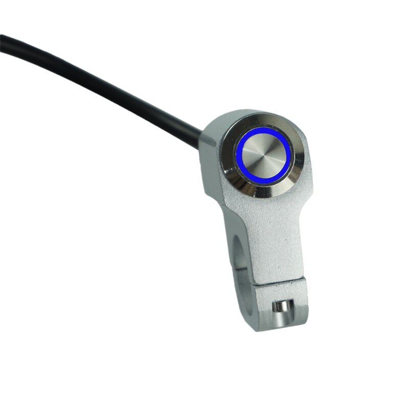 Universal 22mm 7/8 "motorcykelkontakter styr monteret horn power start kill on-off switch knap med led lys: Sølv (blåt lys)
