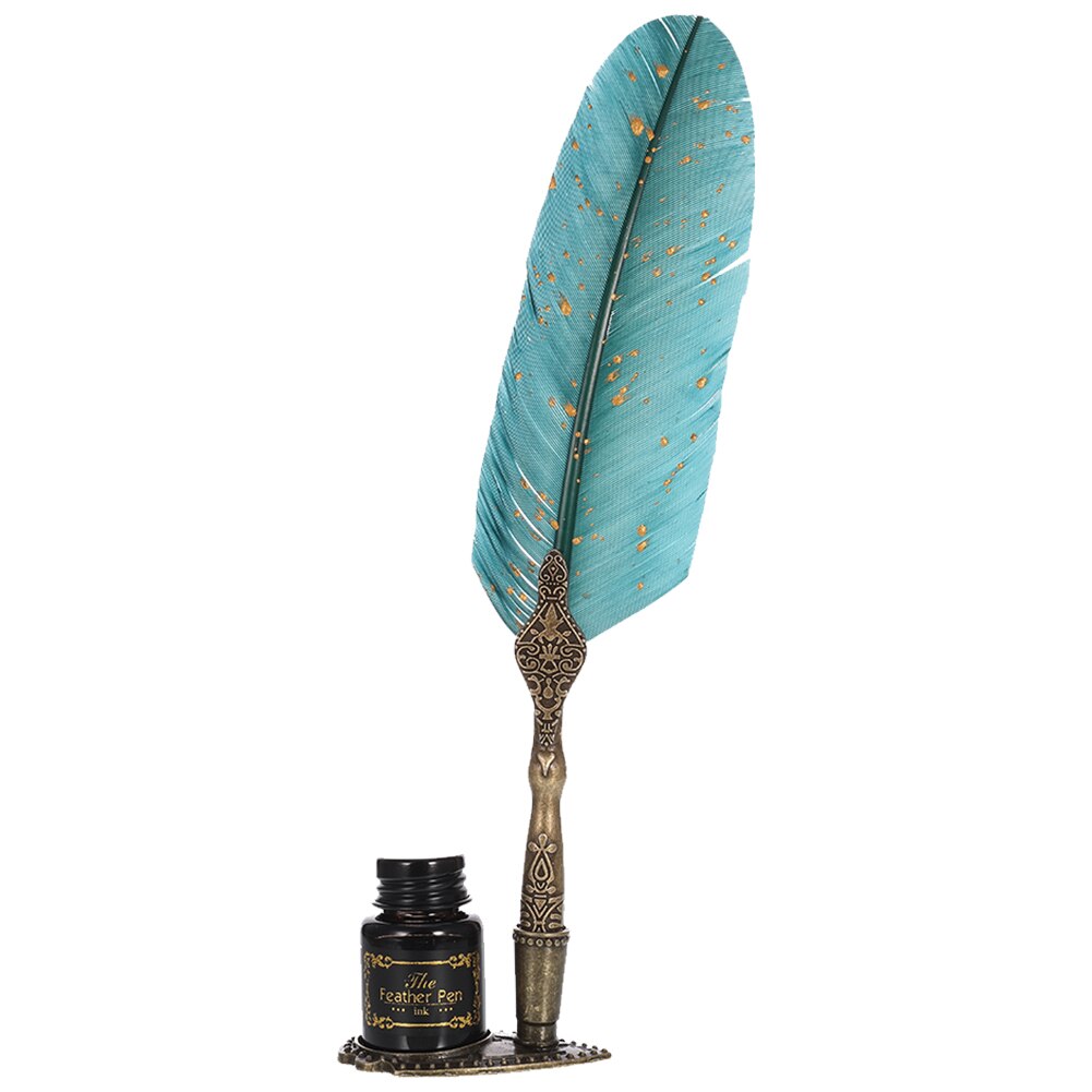 Luxe Vulpen Veer Pen Set Vintage Reclame Inkt Pen Dip Water Metalen Vulpen Set Doos 5 Penpunten: DGR