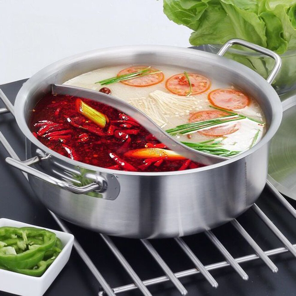 304 Stainless Steel Pot Thickened Mandarin Duck Pot Large Capacity Soup Pot With Spoon Special For Induction Cooker Pan