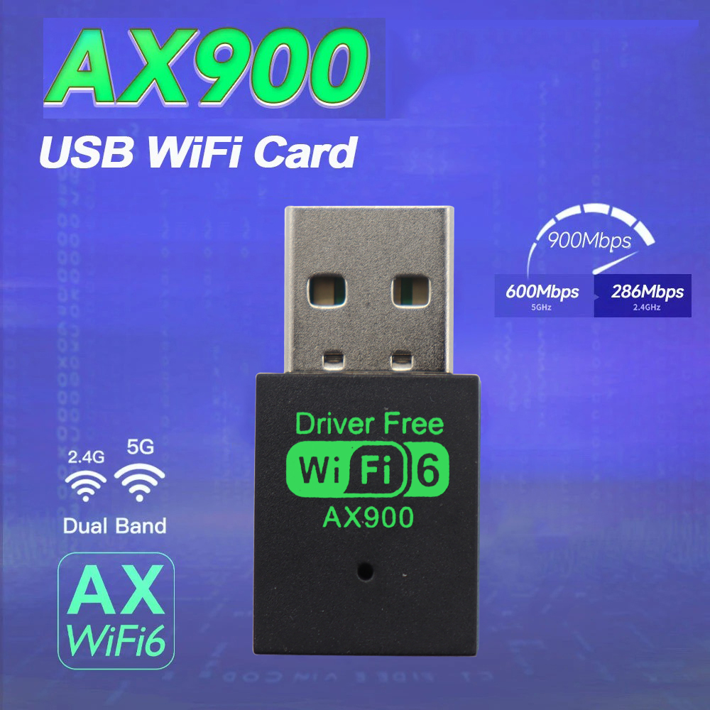 WiFi 6 AX900 USB WiFi Adapter 2.4G/5GHz 900Mbps Wireless Ethernet WiFi Network Card Drive Free USB Dongle for PC Win10/11