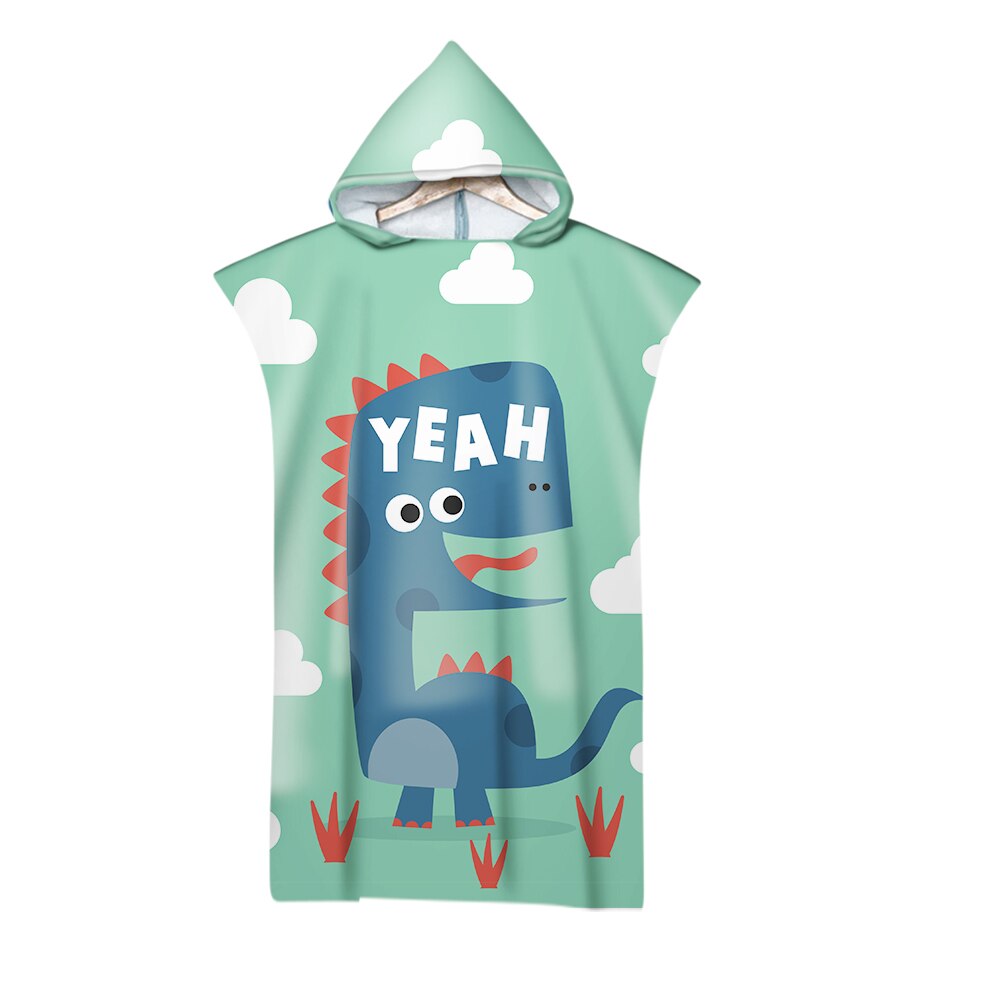 Dinosaur Cartoon Printed Microfiber Beach Towel For Kids Adults Soft Hooded Bath Towels Swimming Cloak: 14