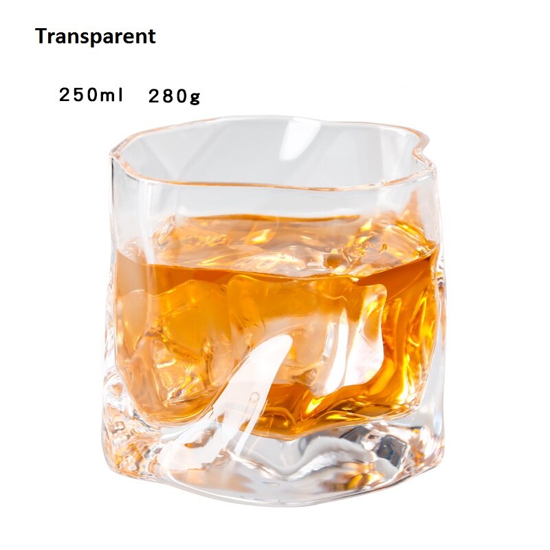 Ceative viskilasi 280ml kristallilasi epäsäännöllisen muotoinen cocktail brandy tequila rommi vodka alkoholi sake lasi viinikuppi: Läpinäkyvä