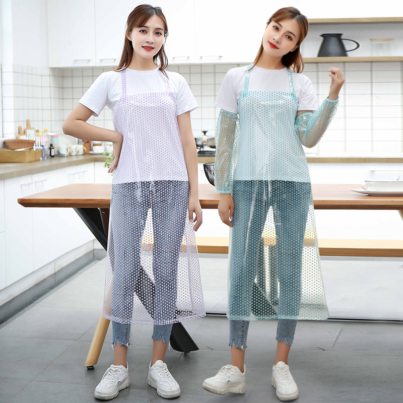 transparent PVC wasserdichte starke schürze aquatische produkt arbeit kleidung küche haushalt frauen Kittel ärmeln anzug