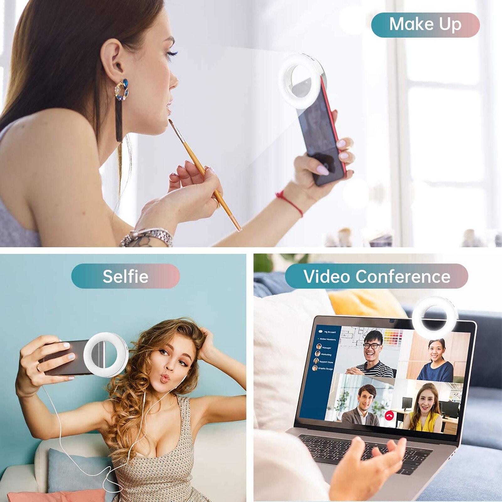 Lampe ronde de remplissage pour téléphone portable, anneau d'ancre circulaire, Rechargeable par USB, artefact pour Selfie, accessoires de téléphone portable,