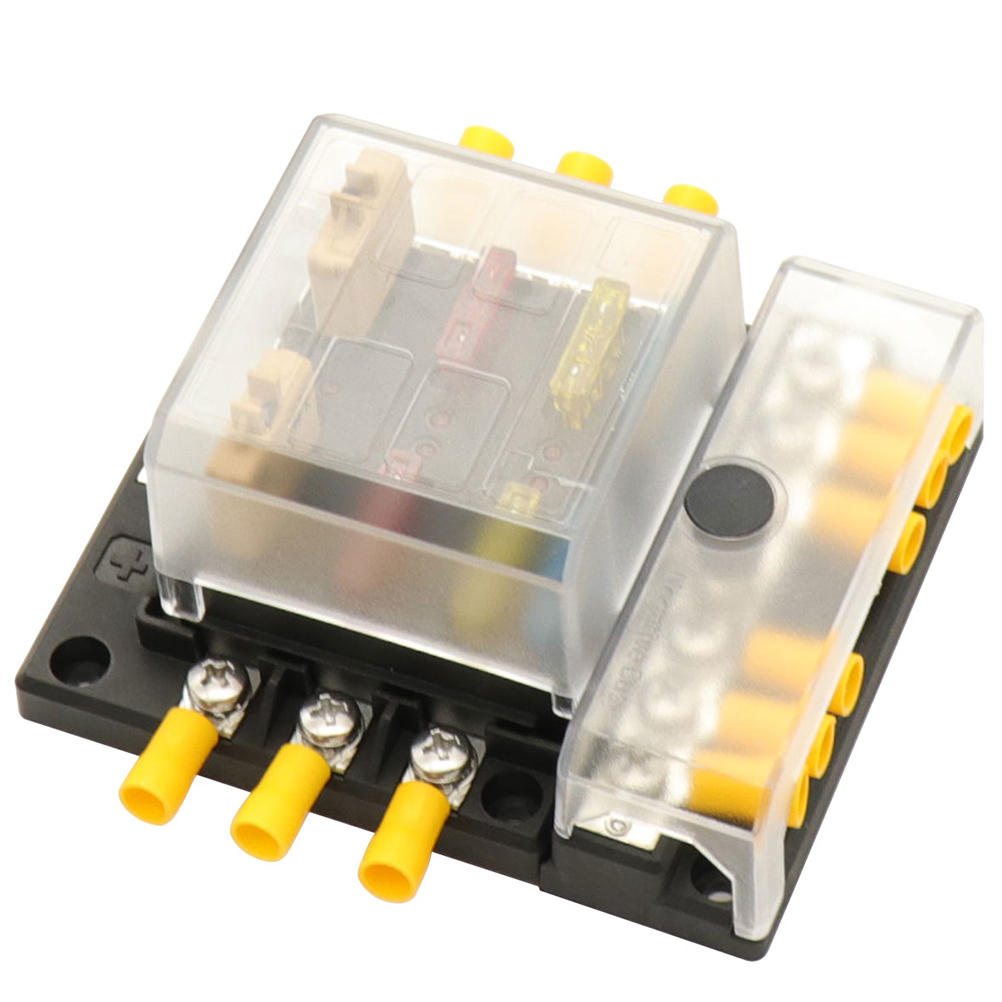 6 Ways Fuse Box Holder with ATC/ATO/ATP Fuse Box Holder LED Warning Indicator with Fuse for Car Boat Marine
